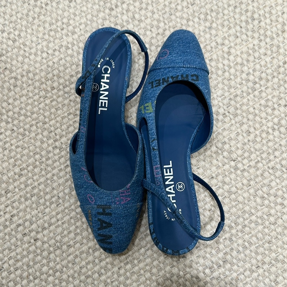 Chanel Denim Slingbacks size 37.5
